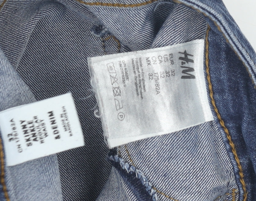 H&M Men's Skinny Blue Jeans, Size 32, Denim Slim Fit