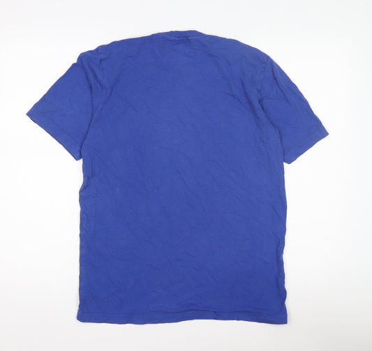 Adidas Men's Blue Graphic Print T-Shirt - M, Crew Neck