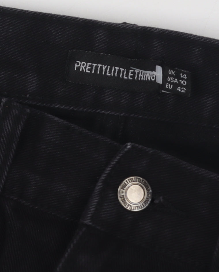 PrettyLittleThing Women's Black Jeans Size 14 Distressed