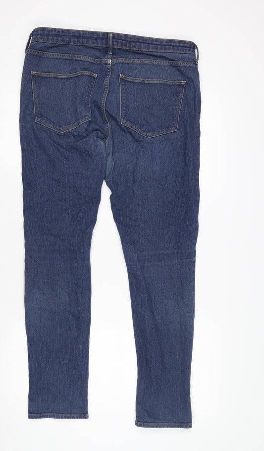 Mens UK Size 32 H&M Regular Fit Ankle Blue Jeans