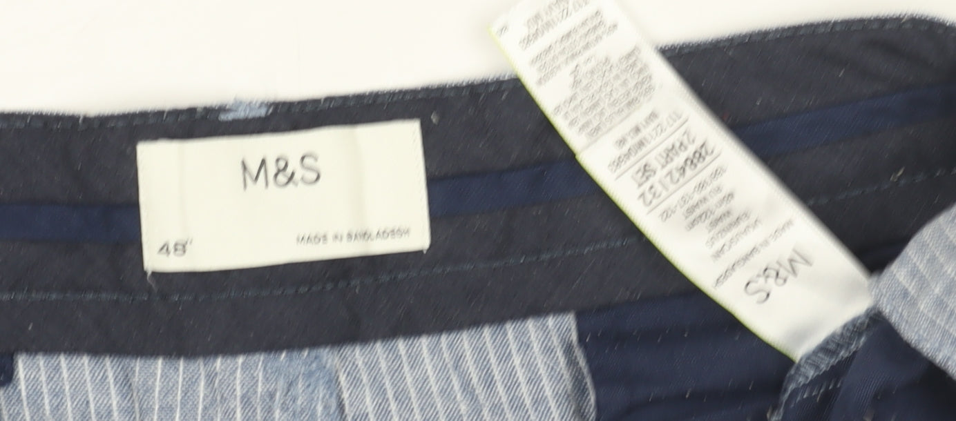 Marks and Spencer Men’s Blue Striped Chino Shorts 48