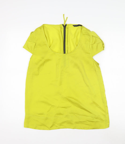 Womens UK Size 2 Zara Basic Yellow Basic Blouse
