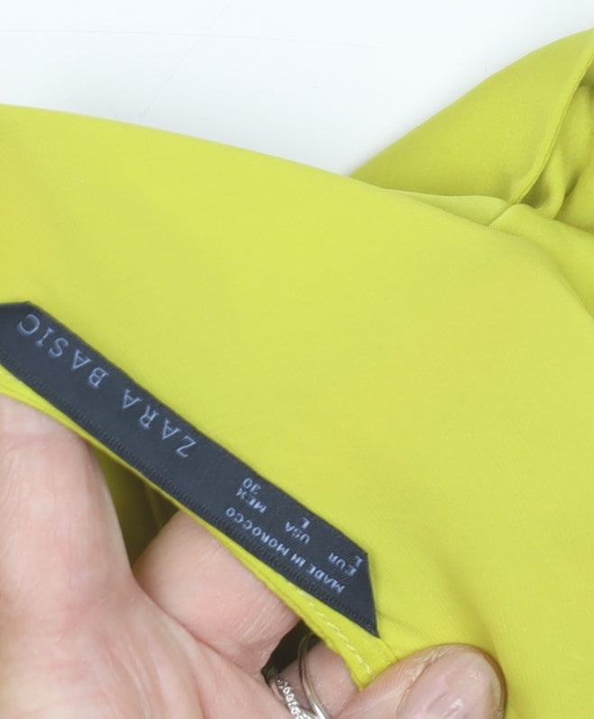 Womens UK Size 2 Zara Basic Yellow Basic Blouse