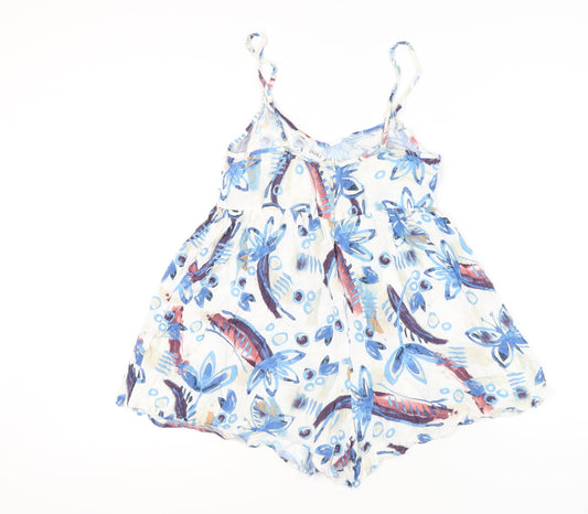 Next Women Light Blue Floral Playsuit UK 10, Viscose, Summer