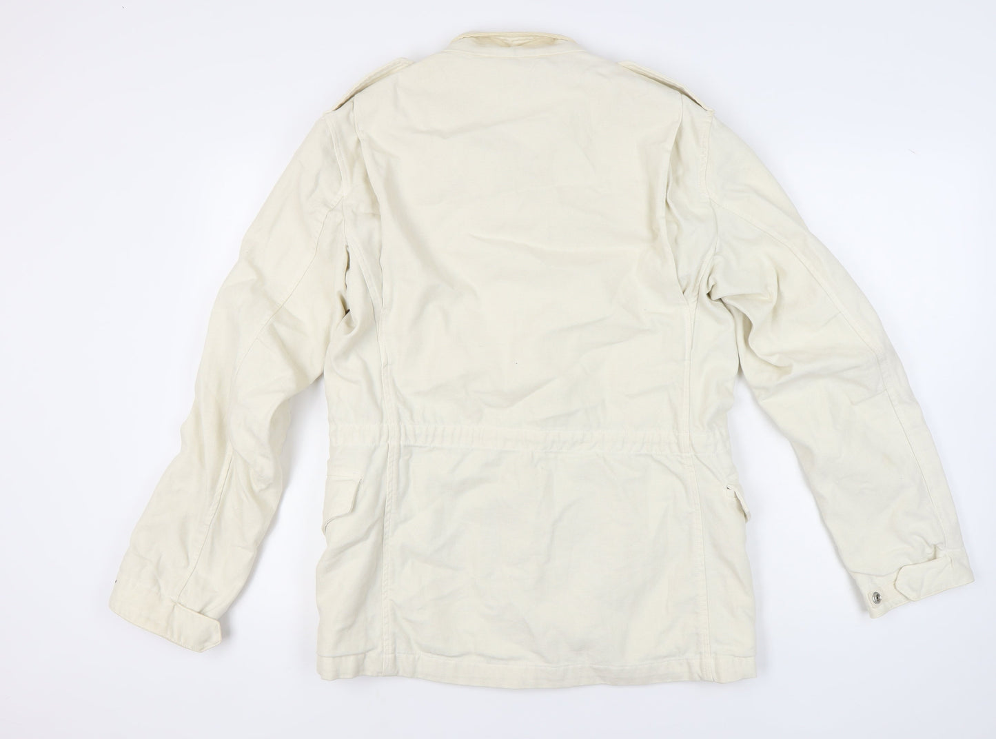 Zara Men's White Military Jacket S - Collared, Pockets