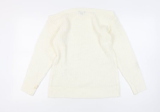 boohoo Women's White Knit Jumper Size S