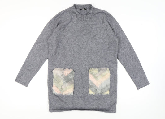 Womens UK Size S Quiz Grey Pullover Jumper