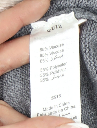 Womens UK Size S Quiz Grey Pullover Jumper