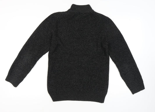Next Men's Black Knit Jumper S Casual 1/2 Zip