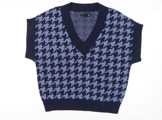 Additional front view of ASOS DESIGN Women's Blue Houndstooth Vest, size 10