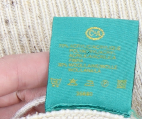 Canda Men's Beige Geometric Pullover Jumper L