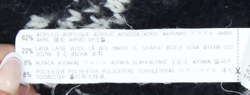 Zara Man Black Fair Isle Cardigan M