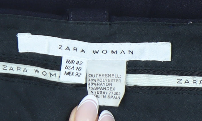 Womens UK Size 14 Zara Regular Fit Dress Pants Black Trousers