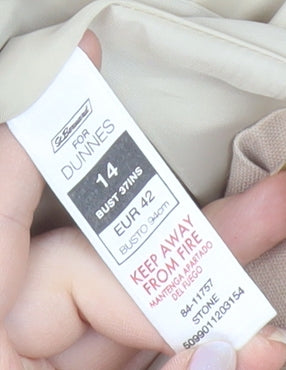 Brand and care label for Dunnes Women's Beige Blazer, size 14, Linen Blend