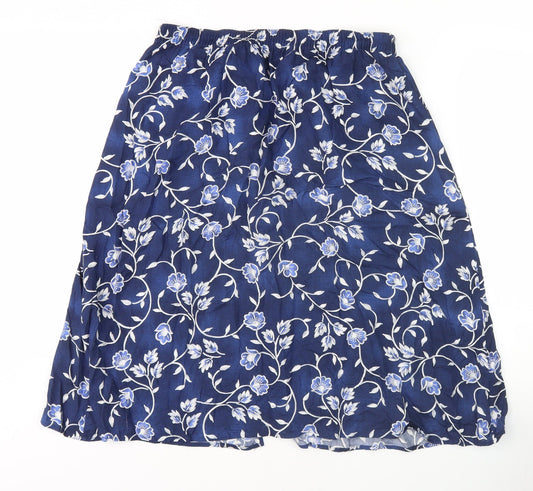 Marks and Spencer Women's Blue Floral Knee Length Skirt Size 10