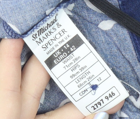 Marks and Spencer Women's Blue Floral Knee Length Skirt Size 10