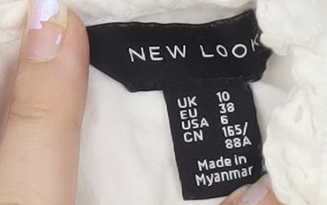 New Look Women's White Sleeveless Embroidered Blouse