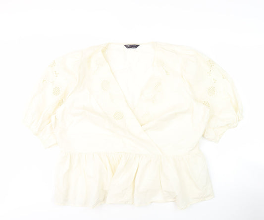 Womens UK Size 10 Marks and Spencer Ivory Wrap Blouse