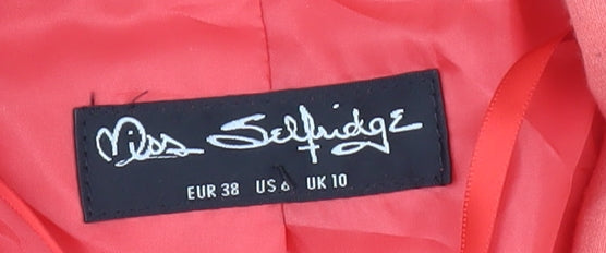 Brand and care label for Miss Selfridge Women's Orange Blazer, size 10