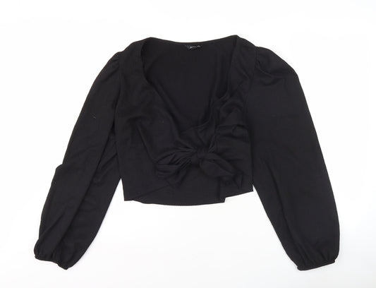 Womens UK Size L Monki Black Wrap Blouse