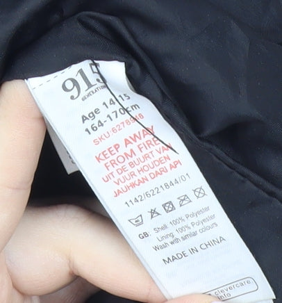 915 Generation Girls Black Fleece Jacket, Age 14-15, Polyester, Lined