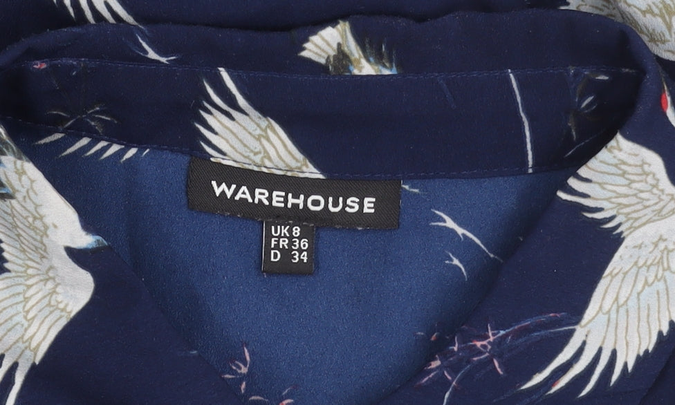 Womens UK Size 8 Warehouse Blue Button-Up