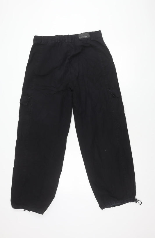 Stradivarius Women's Black Cargo Trousers Size 10