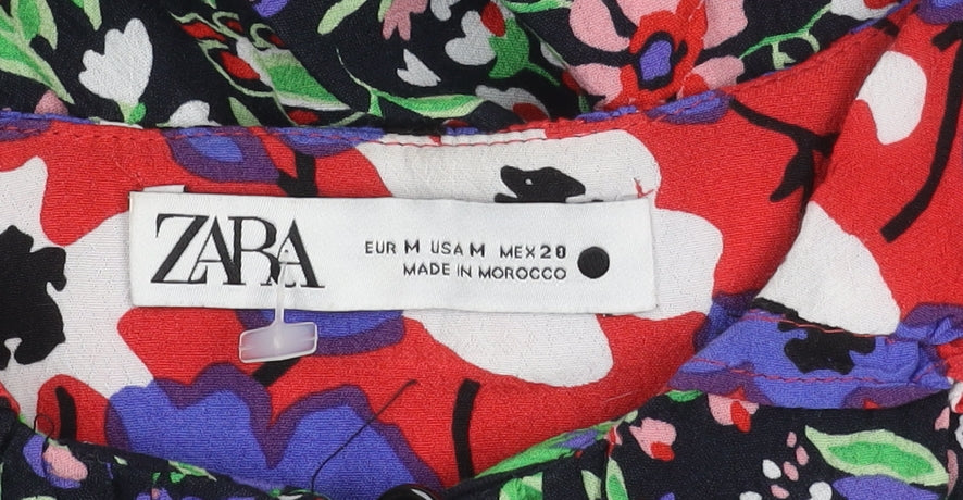Womens UK Size 12 Zara Multicoloured Basic Blouse