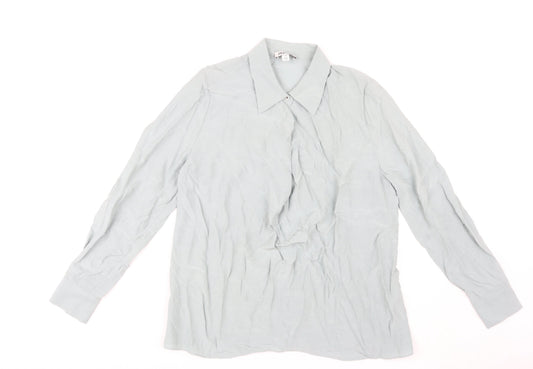Additional front view of Jaeger Women's Grey Button-Up Shirt, size 10