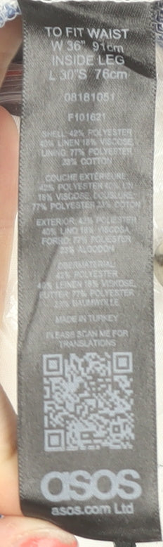 ASOS Men's Grey Check Trousers, Size L, Polyester Blend