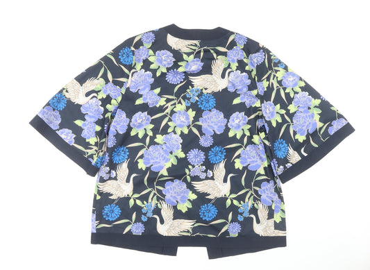 Cotton Traders Women's Blue Floral Kimono Blouse Size 16