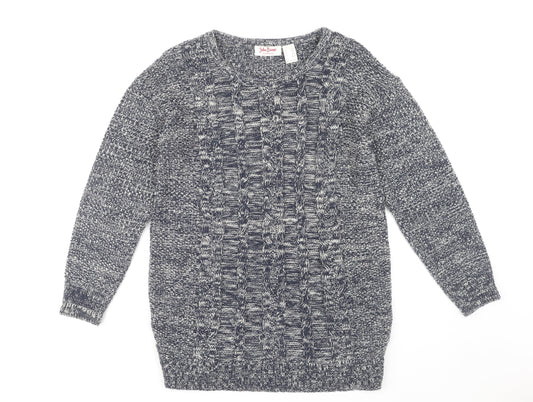 John Baner Men's Blue Cable-Knit Pullover Jumper S