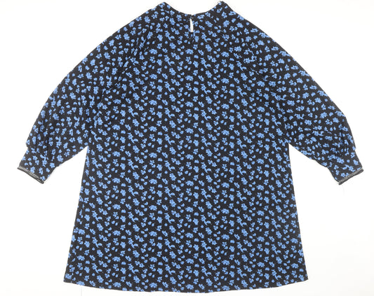Next Women's Black Blue Floral Shift Dress Size 20