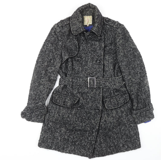 Womens UK Size 12 Jasper Conran Black Trench Coat