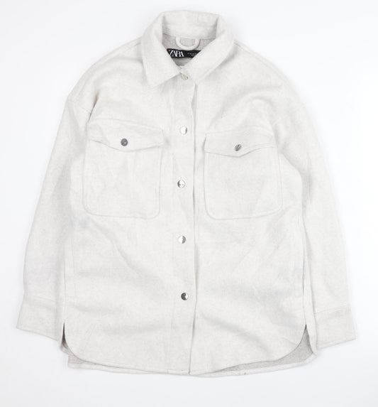 Womens UK Size XS Zara Ivory Basic Jacket