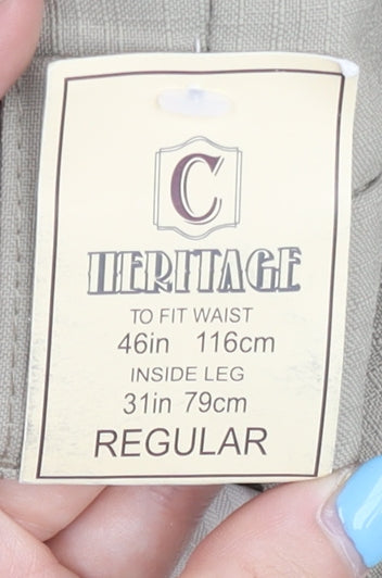 Heritage Men's Beige Trousers, 46in Waist, Regular Fit