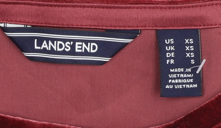 Lands' End Women's Red Velvet T-Shirt XS