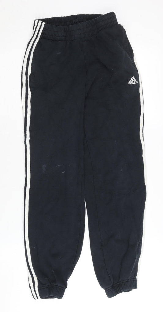 Additional front view of Adidas boys’ black jogger trousers 11-12y sports activewear