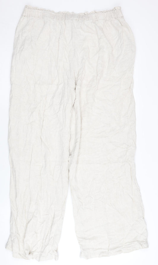 River Island Women's Ivory Wide-Leg Trousers L