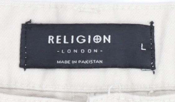 Religion Men's Beige Cargo Shorts Large
