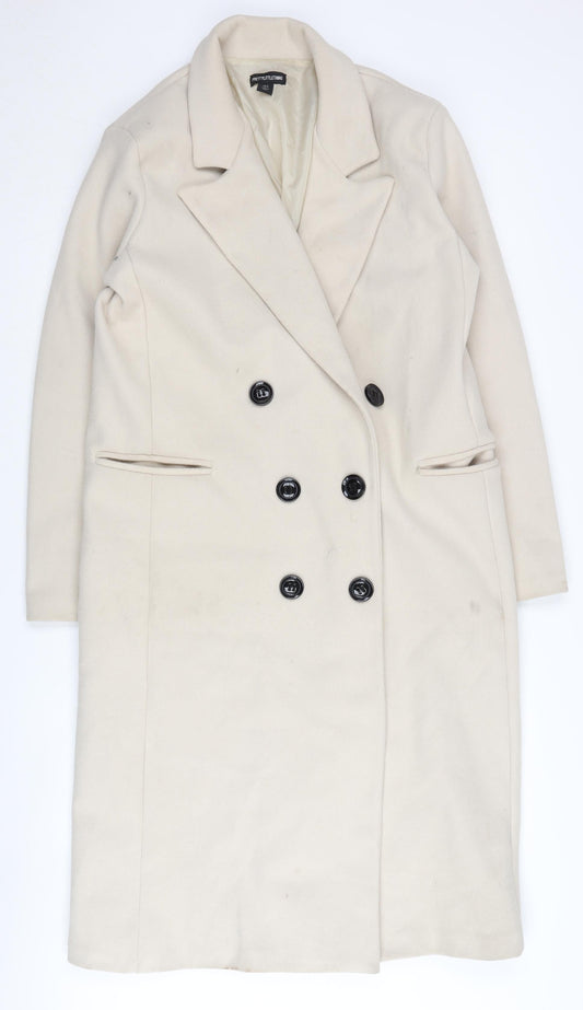 Womens UK Size 10 PRETTYLITTLETHING Beige Overcoat