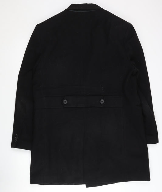 Mens UK Size 46R Moss London Black Overcoat