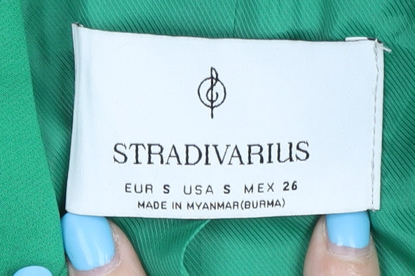 Stradivarius Women's Green Double-Breasted Blazer, Size 8
