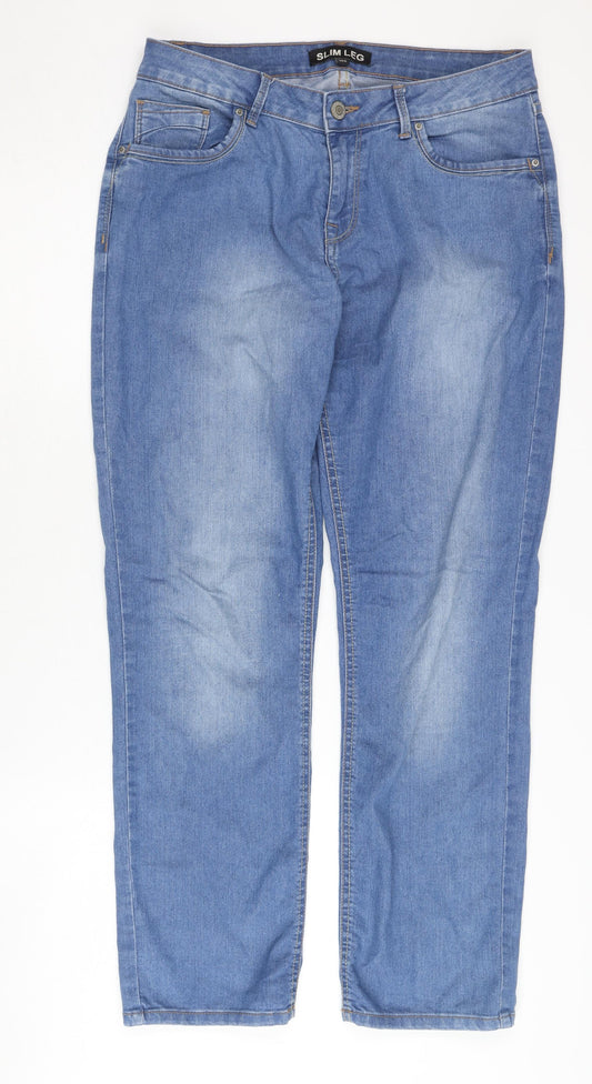 Peacocks Women's Blue Slim Straight Jeans Size 12