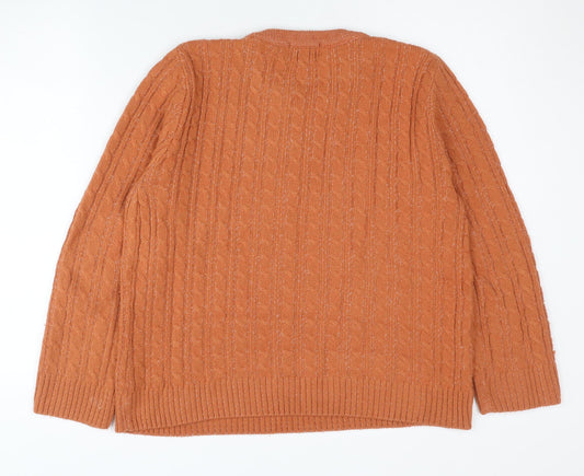 Womens UK Size L CHIC Orange Pullover Jumper