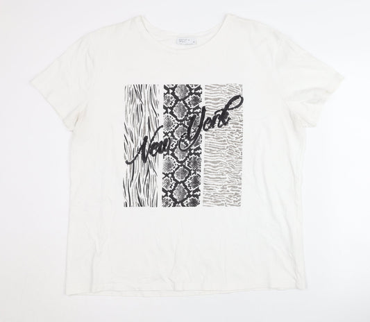 Womens UK Size 18 Papaya White Basic T-Shirt
