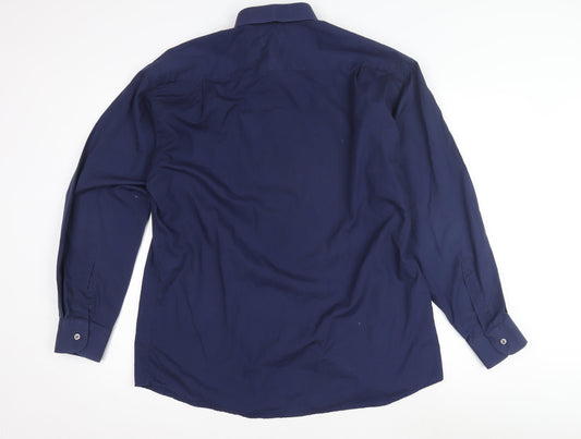 Van Heusen Men's Blue Dress Shirt - Long Sleeve, L