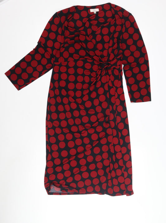 Country Casuals Women's Red Polka Dot Wrap Midi Dress M