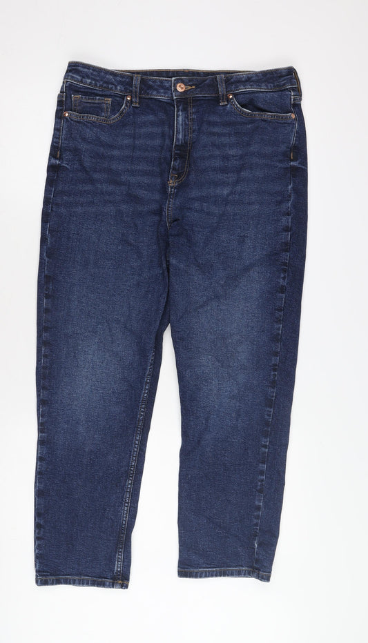Additional front view of F&F women’s blue straight jeans, size UK 12, regular fit