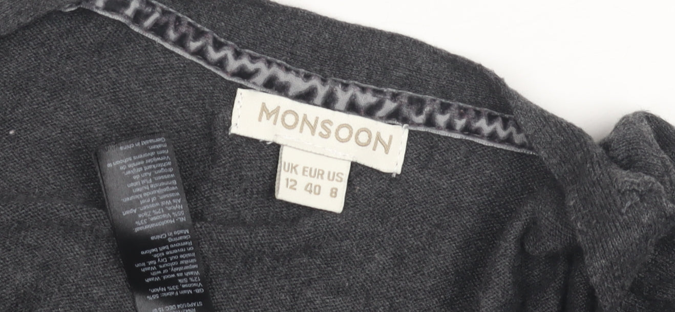 Womens UK Size 12 Monsoon Grey Cardigan Jumper